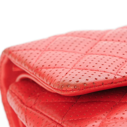 Chanel Lambskin Perforated Medium Double Flap Red 8 of 13