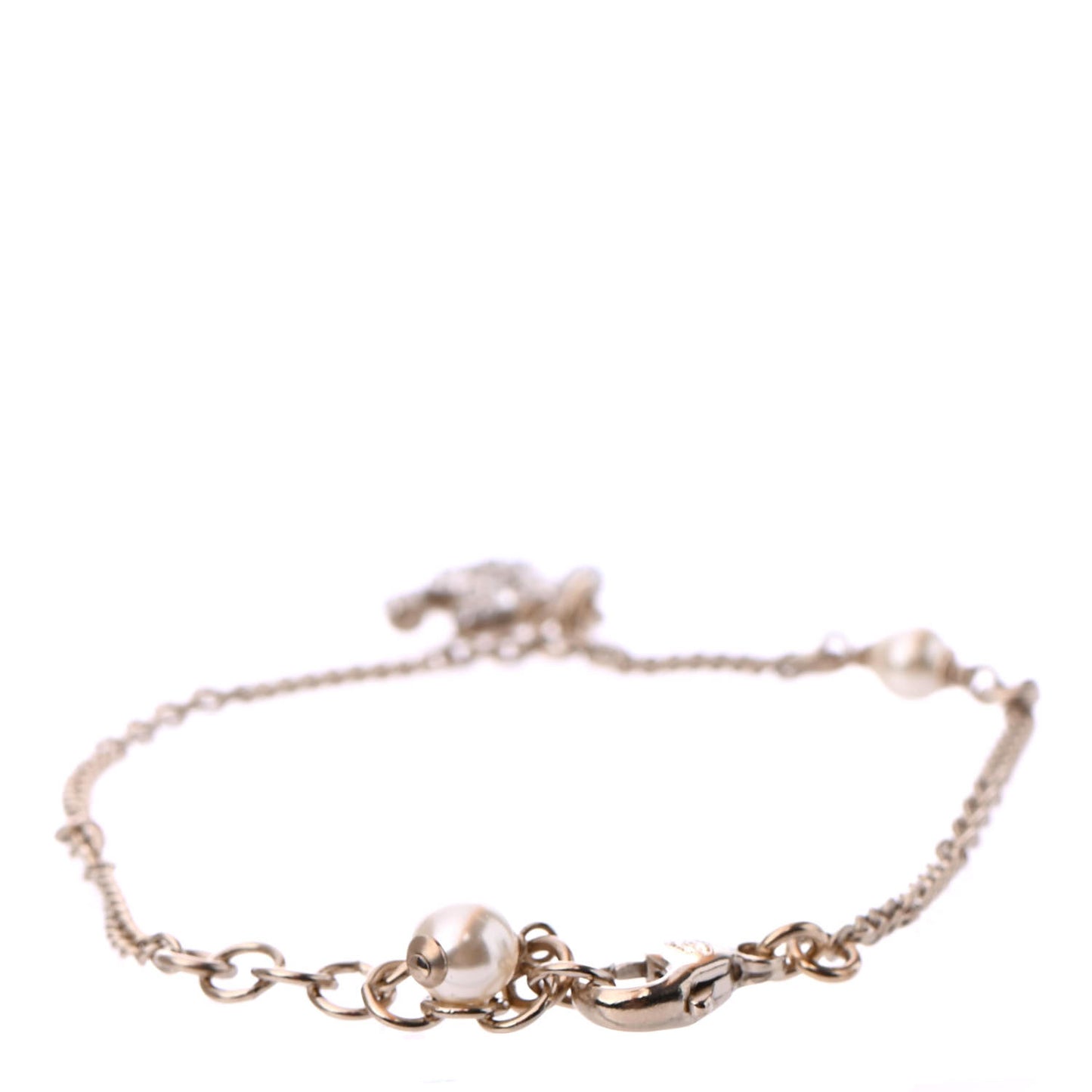 Pearl Crystal CC Bracelet Gold