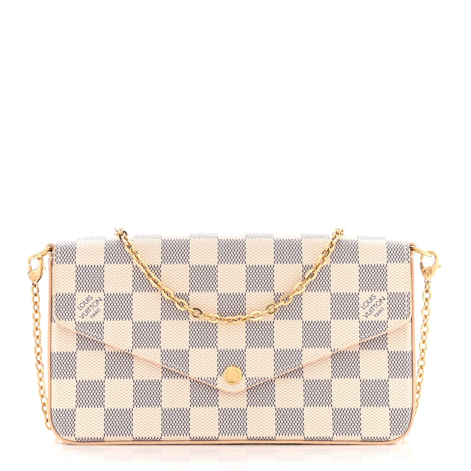 Louis Vuitton Damier Azur Pochette Felicie Chain Wallet Rose Ballerine 3 of 12