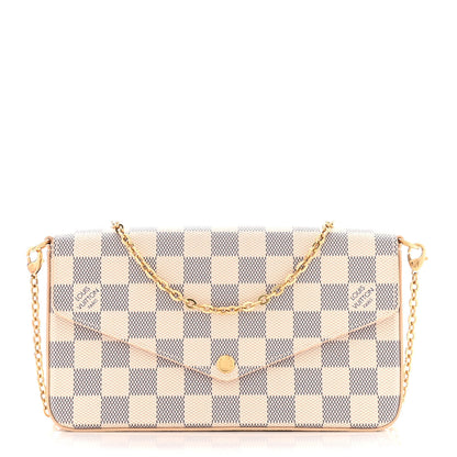 Louis Vuitton Damier Azur Pochette Felicie Chain Wallet Rose Ballerine 3 of 12