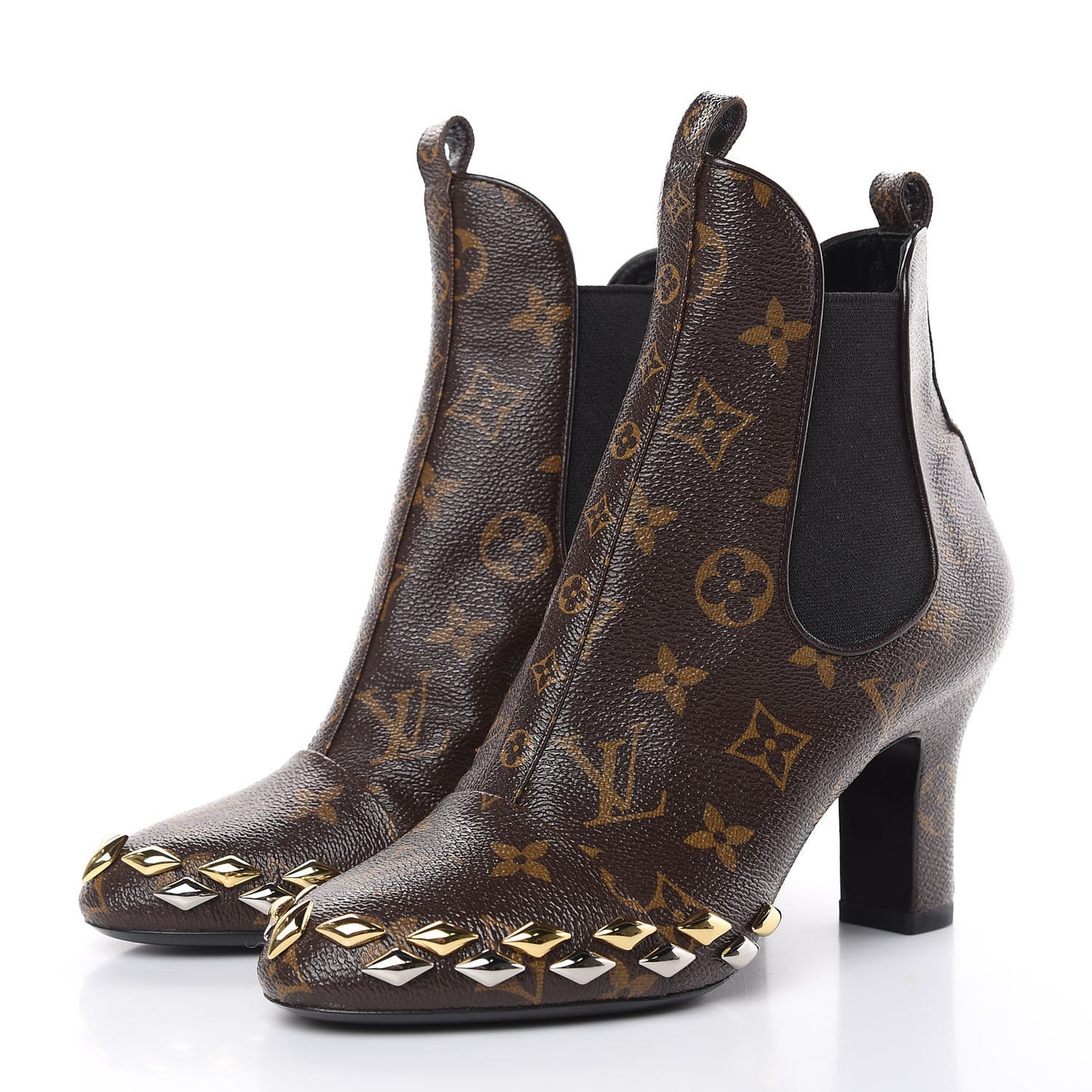 Monogram Gold Rush Studded Uniformes Cap Toe Chelsea 75mm Ankle Boots 37