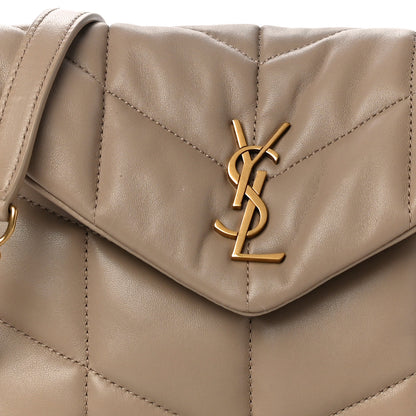 Saint Laurent Lambskin Quilted Toy Loulou Puffer Monogram Chain Satchel Dark Beige 8 of 11