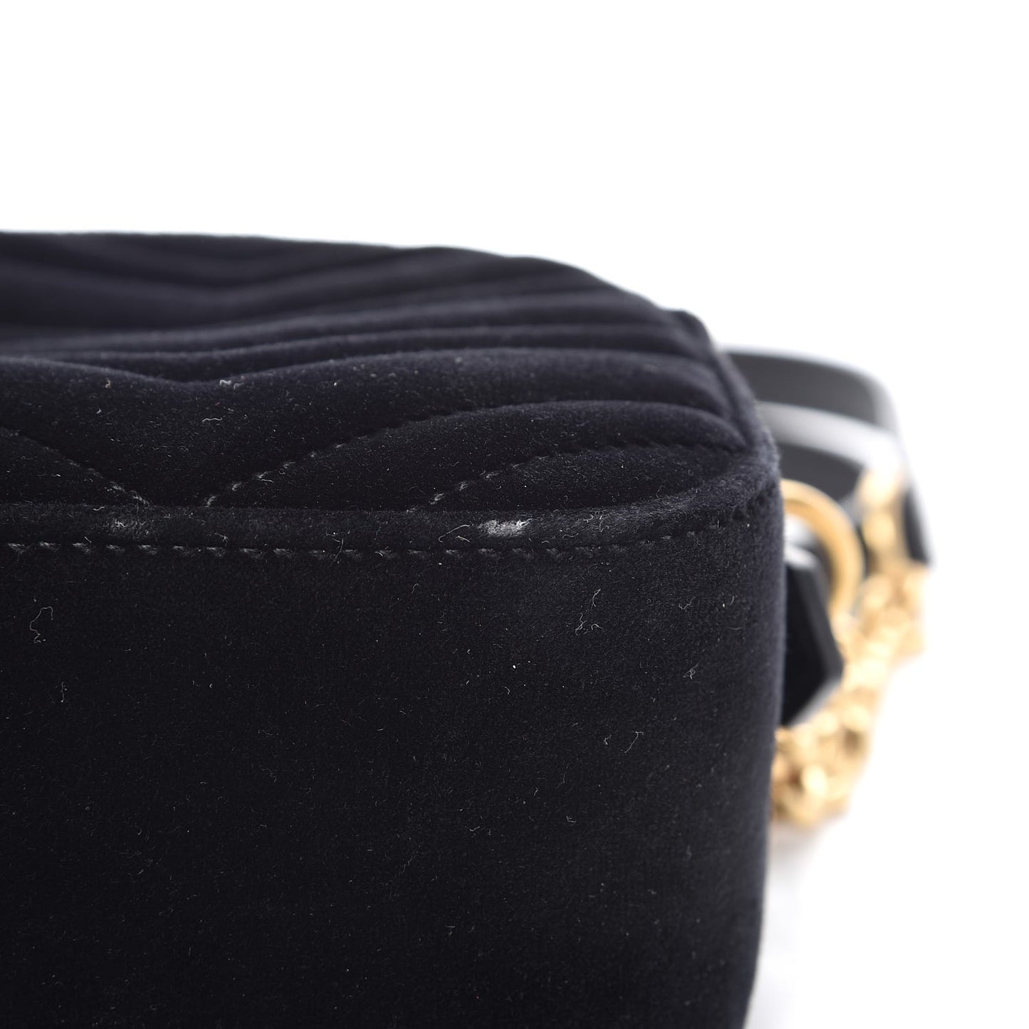 Velvet Matelasse Small GG Marmont Chain Shoulder Bag Black