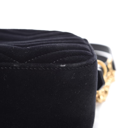 Gucci Velvet Matelasse Small GG Marmont Chain Shoulder Bag Black 8 of 9