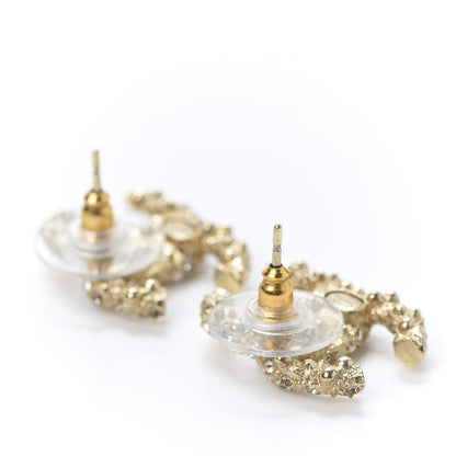 Chanel Crystal CC Earrings Light Gold 3 of 5