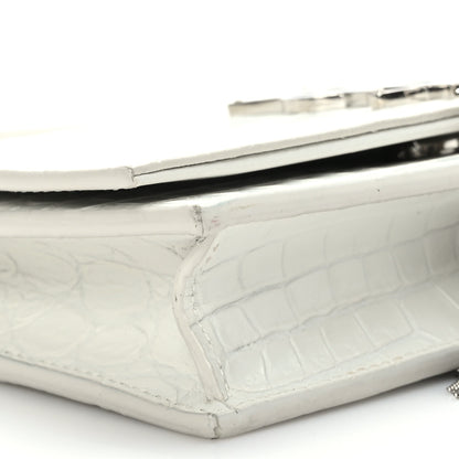 Saint Laurent Calfskin Crocodile Embossed Kate Monogram Tassel Chain Wallet Crema Soft 7 of 8