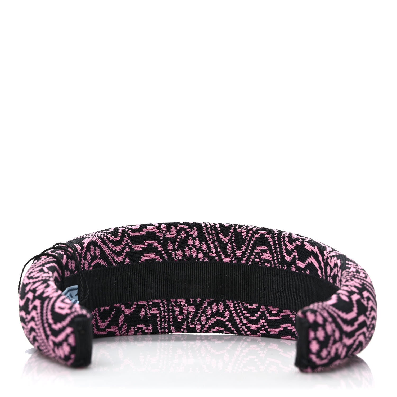 Prada Maglia Jacquard Metal Triangle Logo Headband Black Rosa 4 of 6