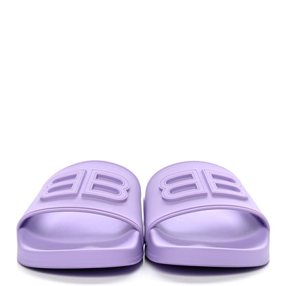 Balenciaga Rubber BB Womens Pool Slide Sandals 38 Lilac 2 of 8