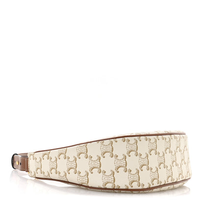 Celine Canvas Calfskin Ava Triomphe Shoulder Bag White 4 of 12