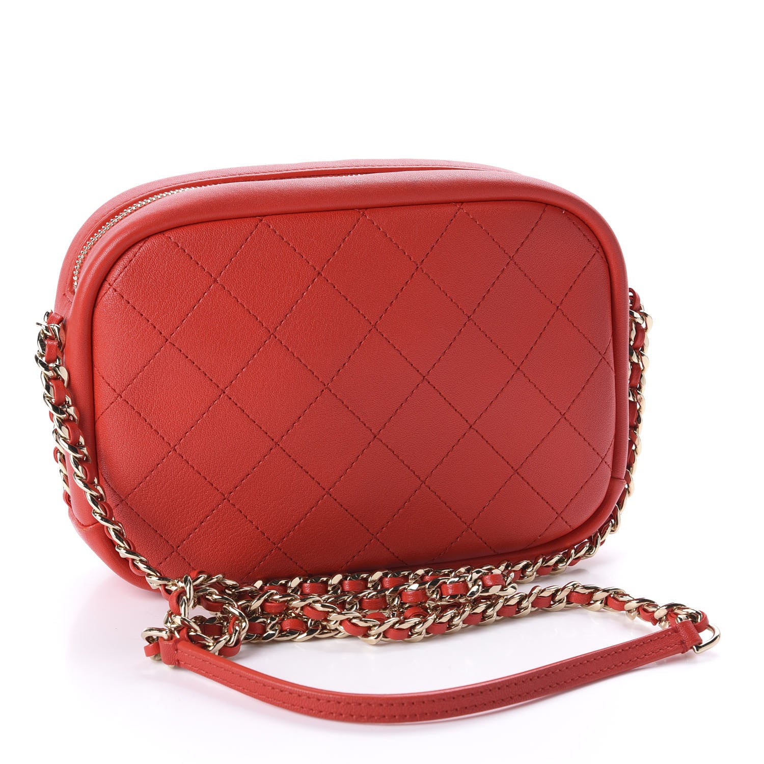 Chanel Goatskin Quilted Large Casual Trip Camera Case Bag Red 3 of 11