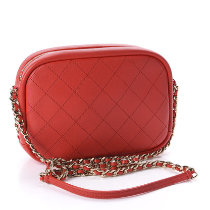 Chanel Goatskin Quilted Large Casual Trip Camera Case Bag Red 3 of 11