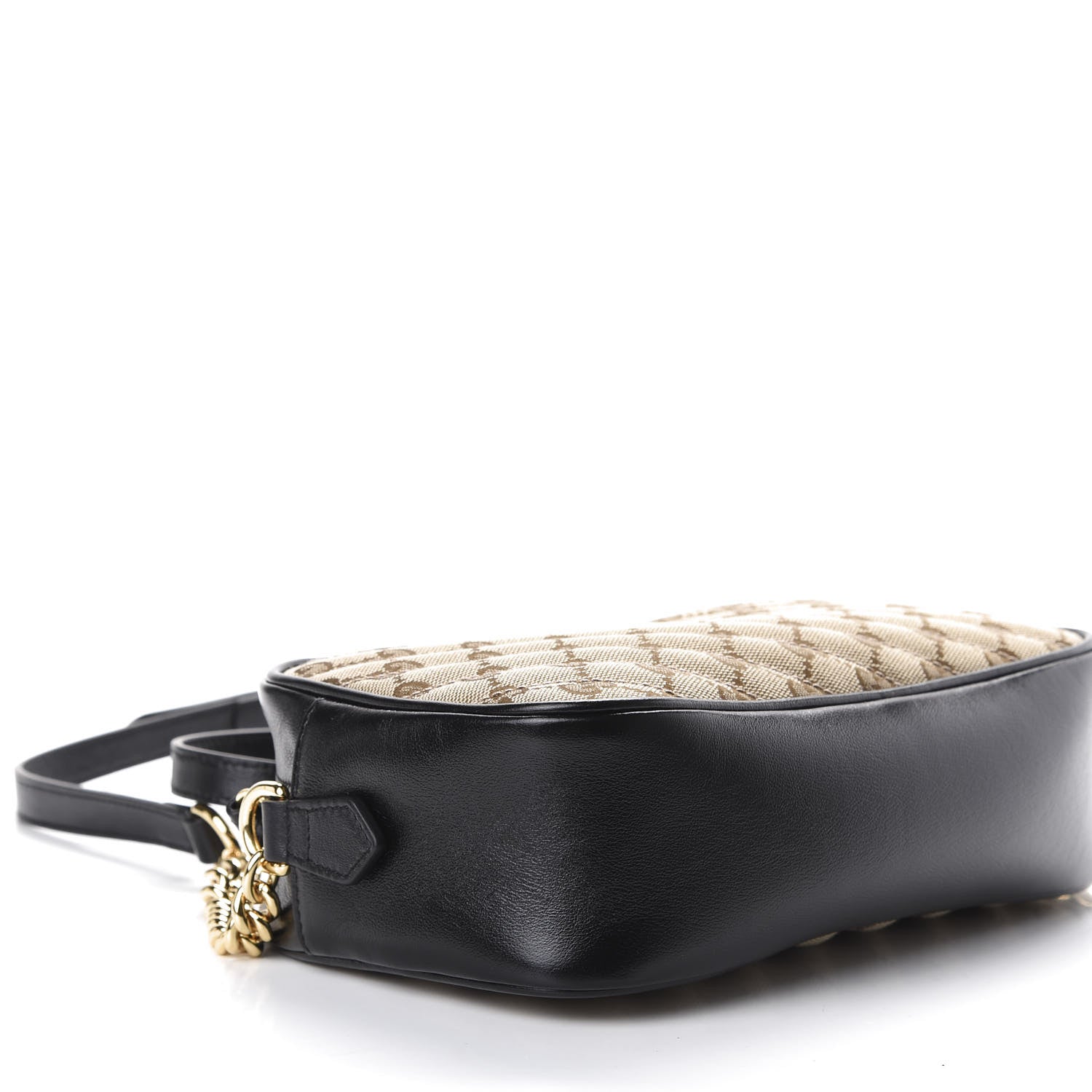 Gucci Monogram Matelasse Diagonal Small GG Marmont Chain Shoulder Bag Beige Black 5 of 9