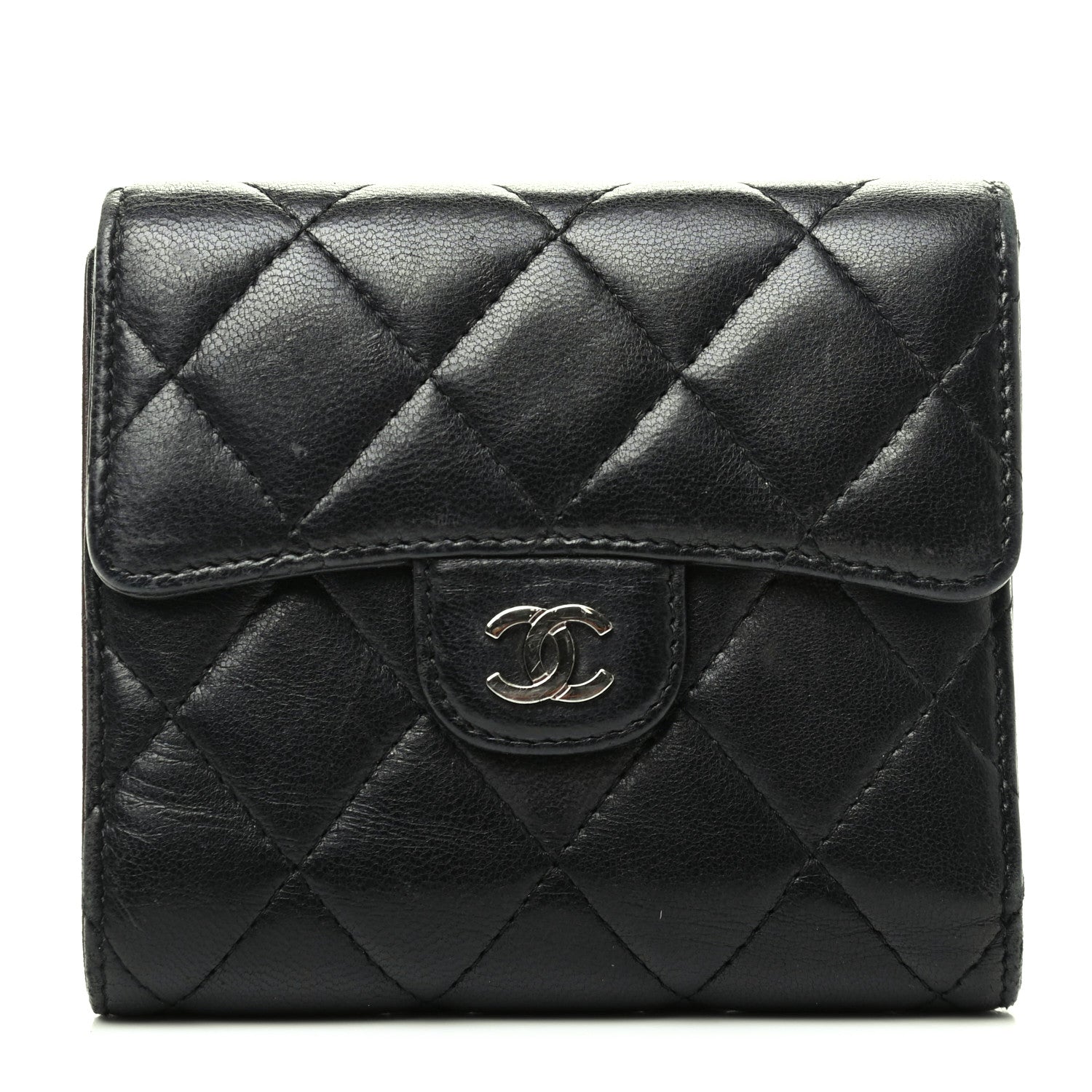 Chanel Lambskin Quilted Compact Flap Wallet Black 1 of 13