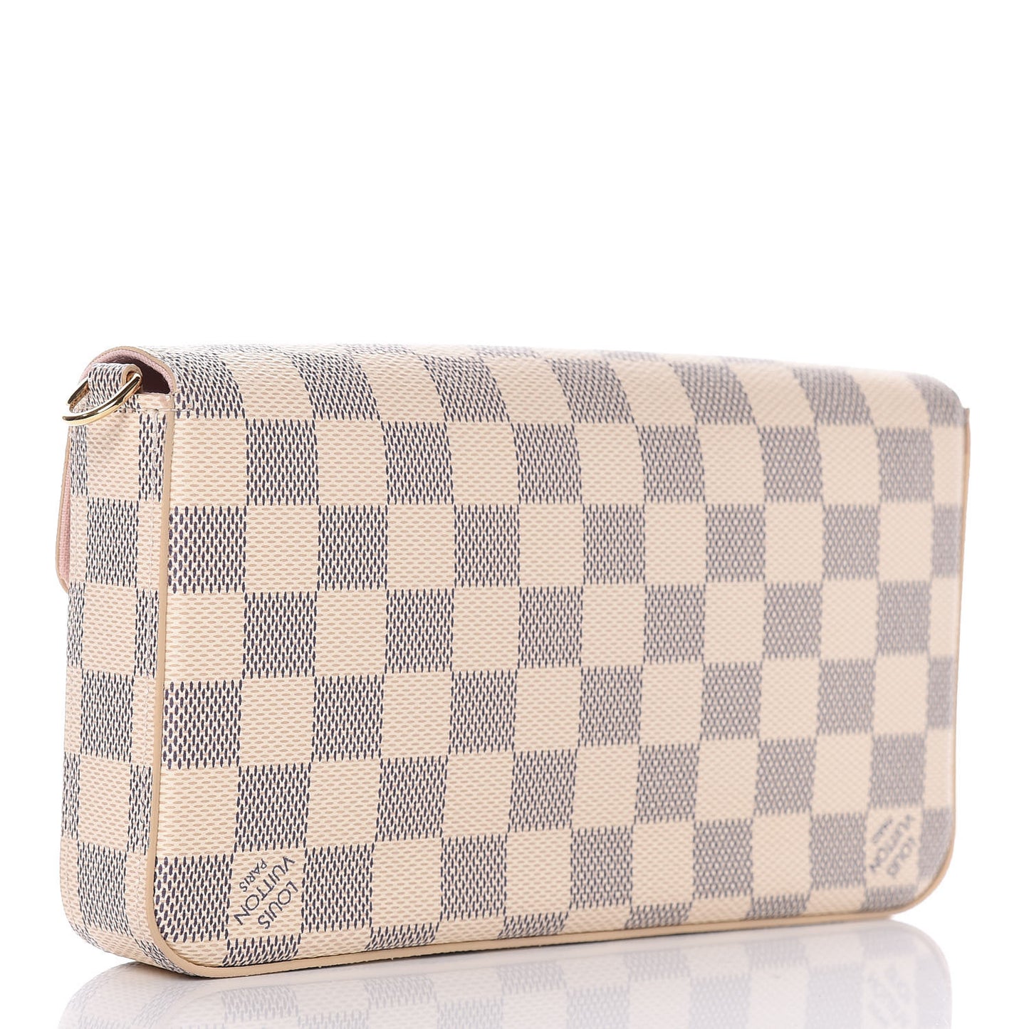 Damier Azur Pochette Felicie Chain Wallet Rose Ballerine