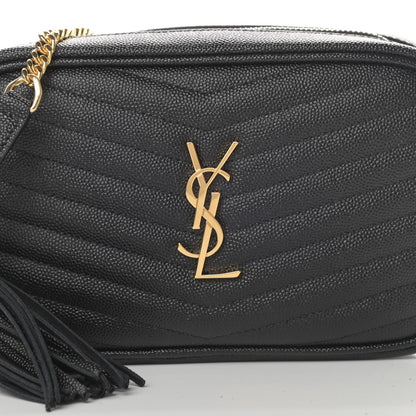 Saint Laurent Grain De Poudre Matelasse Monogram Mini Lou Camera Bag Black 8 of 11