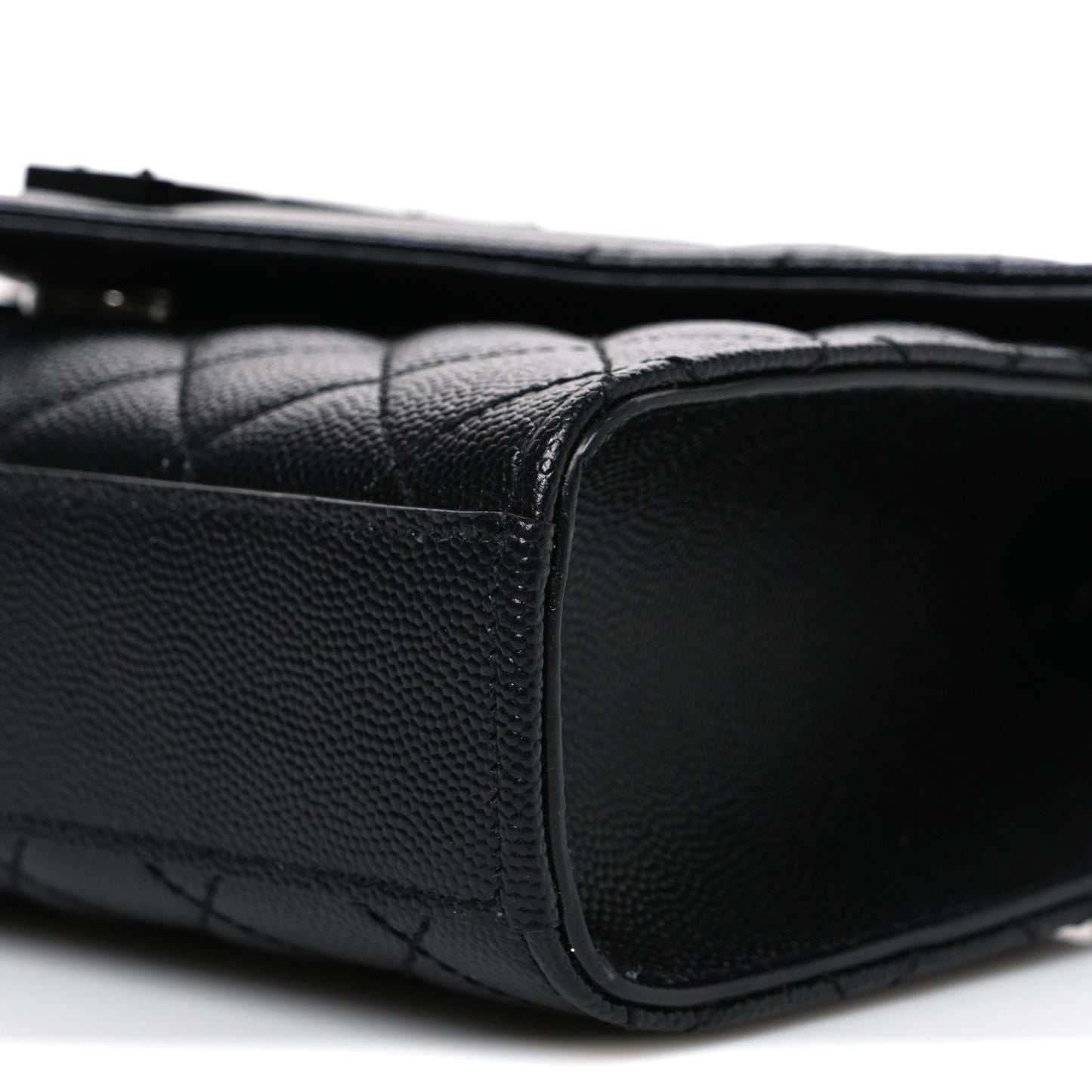 Grain De Poudre Textured Mixed Matelasse Triquilt Small Monogram Monochrome Satchel Black