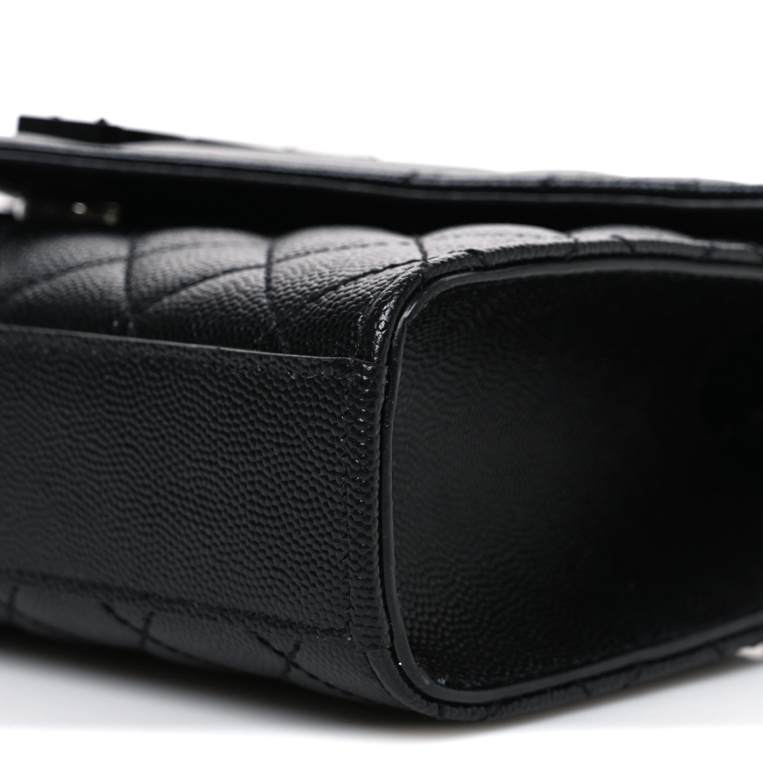 Saint Laurent Grain De Poudre Textured Mixed Matelasse Triquilt Small Monogram Monochrome Satchel Black 9 of 11