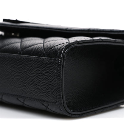 Saint Laurent Grain De Poudre Textured Mixed Matelasse Triquilt Small Monogram Monochrome Satchel Black 9 of 11