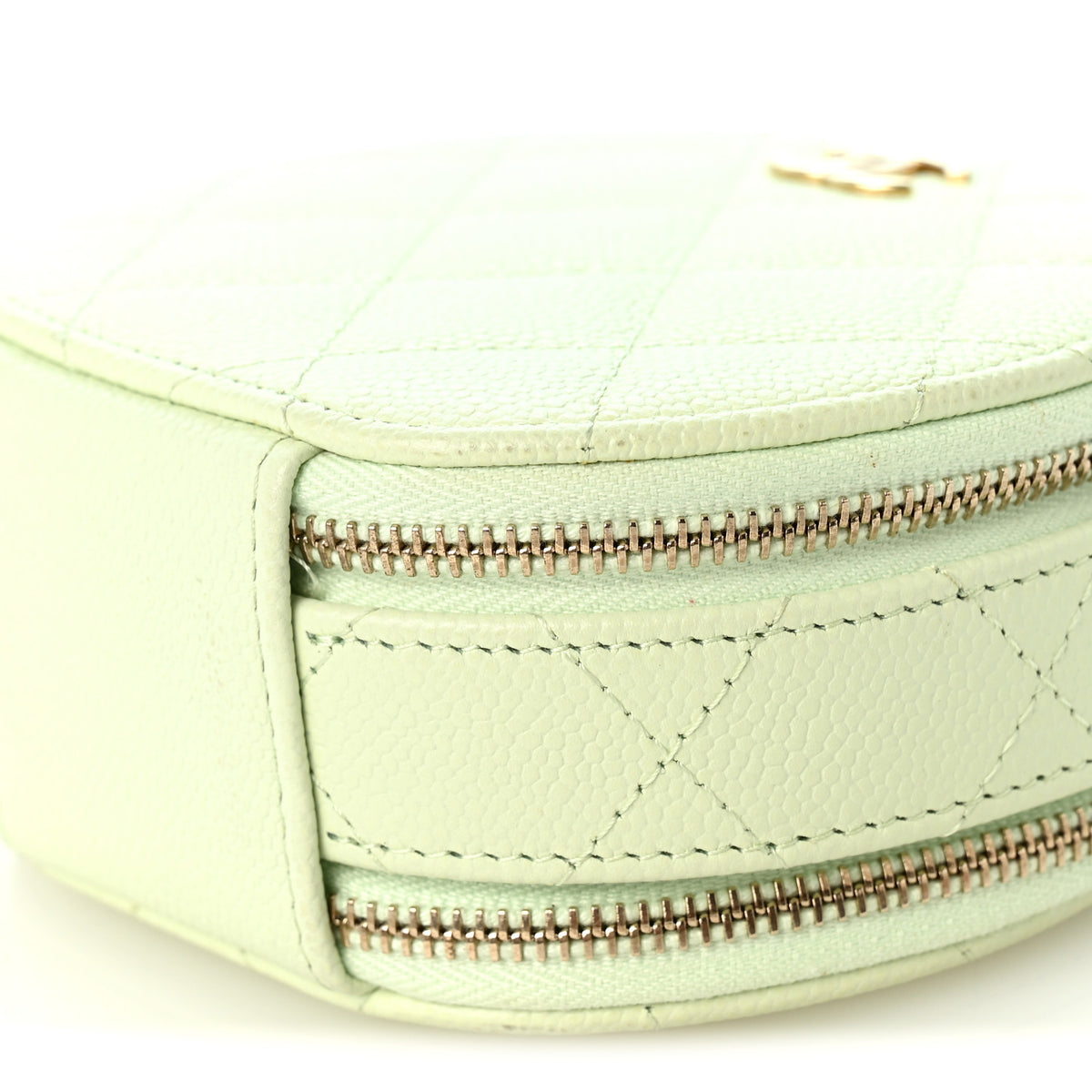 Chanel Caviar Quilted Round Handle With Care Vanity With Chain Light Green 11 of 12