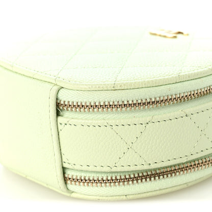 Chanel Caviar Quilted Round Handle With Care Vanity With Chain Light Green 11 of 12