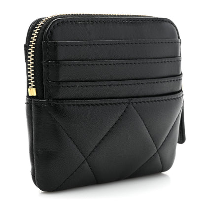 Chanel Lambskin Quilted Chanel 19 Zip Card Holder Wallet Black 3 of 8