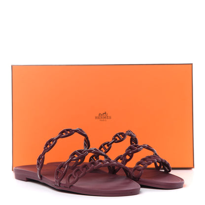 Hermes Rubber Chaine d'Ancre Rivage Sandals 37 Bordeaux 8 of 8