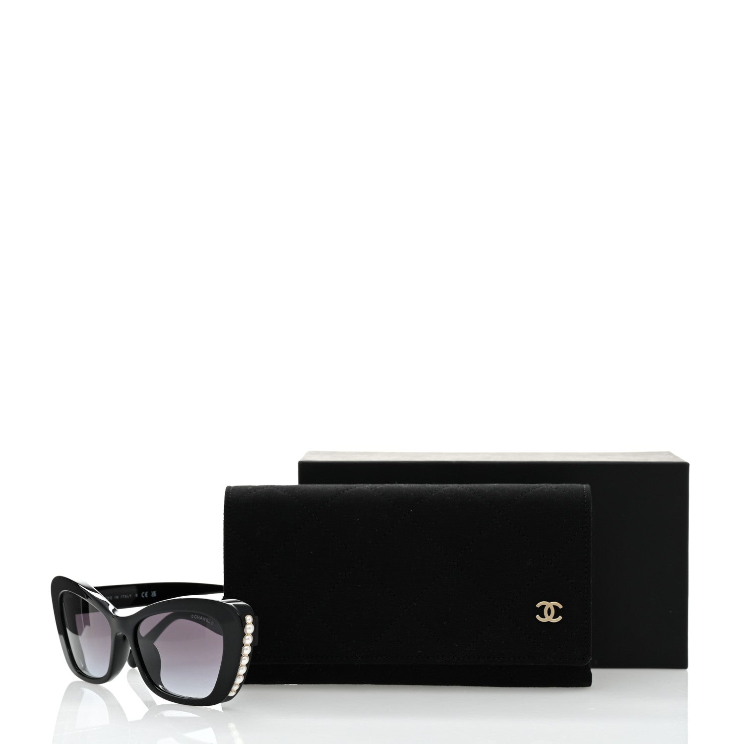 Chanel Acetate Pearl Cat Eye CC Sunglasses 5481-H-A Black 8 of 8