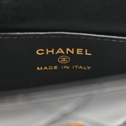 Chanel Patent Calfskin Quilted Chain Hoop Bag Black 6 of 10