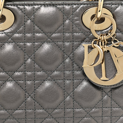 Christian Dior Metallic Grained Calfskin Cannage My ABCDior Lady Dior Gunmetal 6 of 10