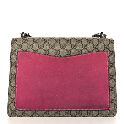 Gucci GG Supreme Monogram Suede Pierced Heart Embroidered Medium Dionysus Shoulder Bag Beige Ebony Pink Tropical Flower 7 of 11
