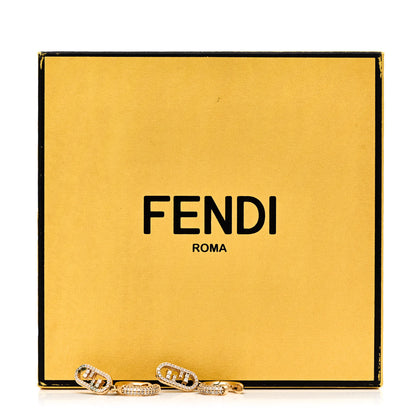 Fendi Metal Crystal O'Lock Huggie Earrings Gold 5 of 5