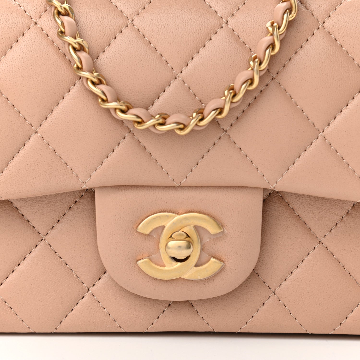 Chanel Lambskin Quilted Mini Top Handle Rectangular Flap Beige 8 of 11