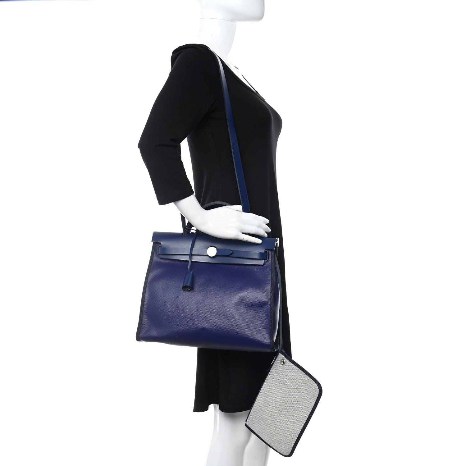 Hermes Toile H Berline Vache Hunter Herbag Zip PM 31 Bleu Encre Bleu Saphir 2 of 12