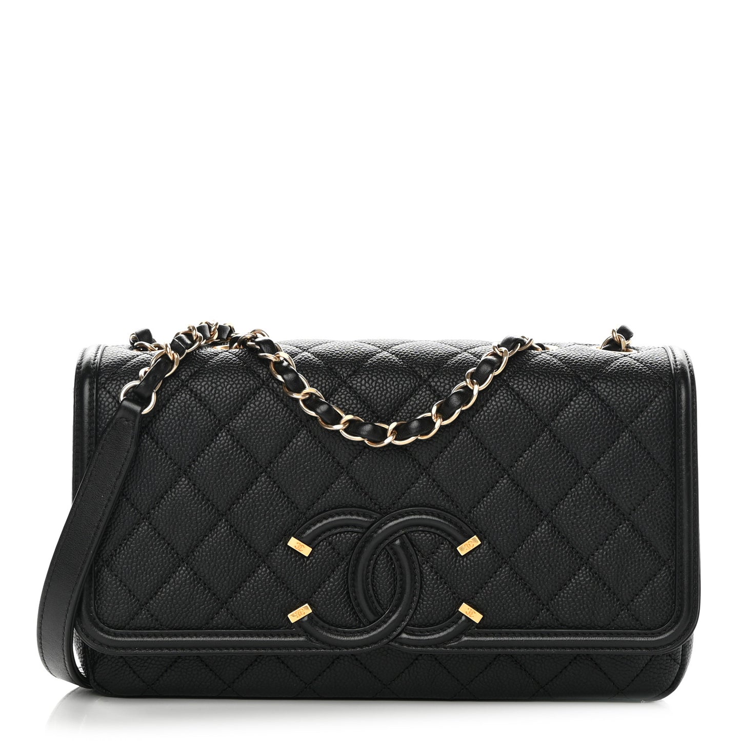 Caviar Quilted Medium CC Filigree Flap Black