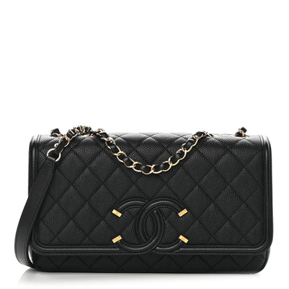 Chanel Caviar Quilted Medium CC Filigree Flap Black 1 of 13