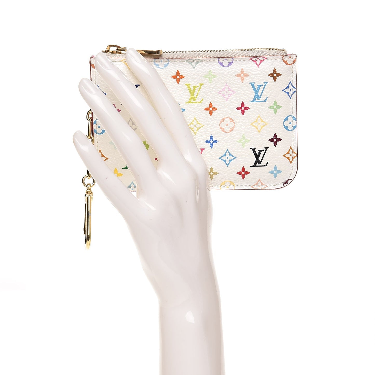 Monogram Multicolor Key Pouch White Litchi