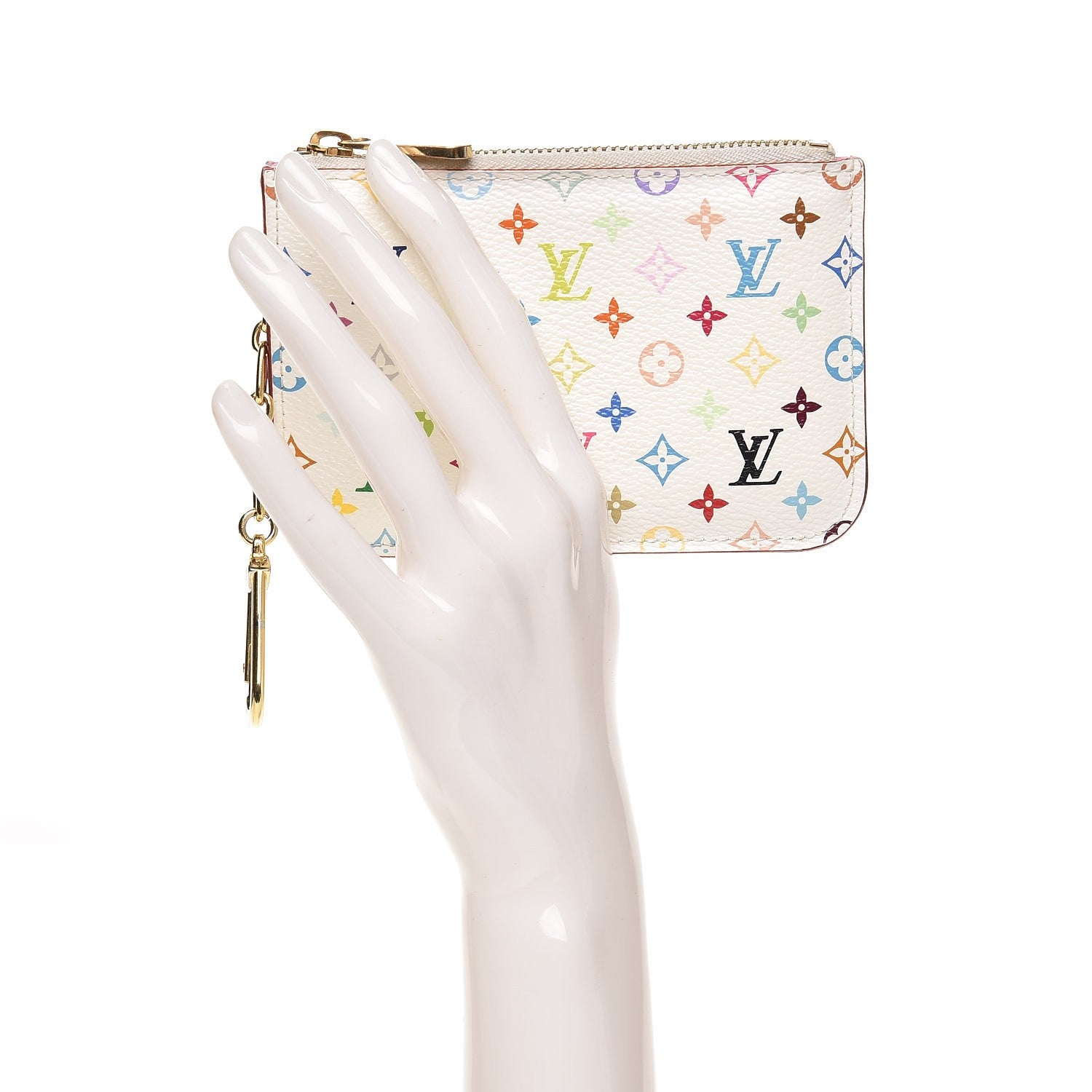 Louis Vuitton Monogram Multicolor Key Pouch White Litchi 2 of 6