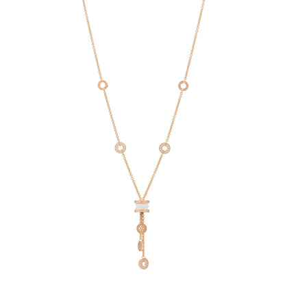 Bulgari 18K Rose Gold Diamond White Ceramic B.Zero1 Necklace 1 of 3
