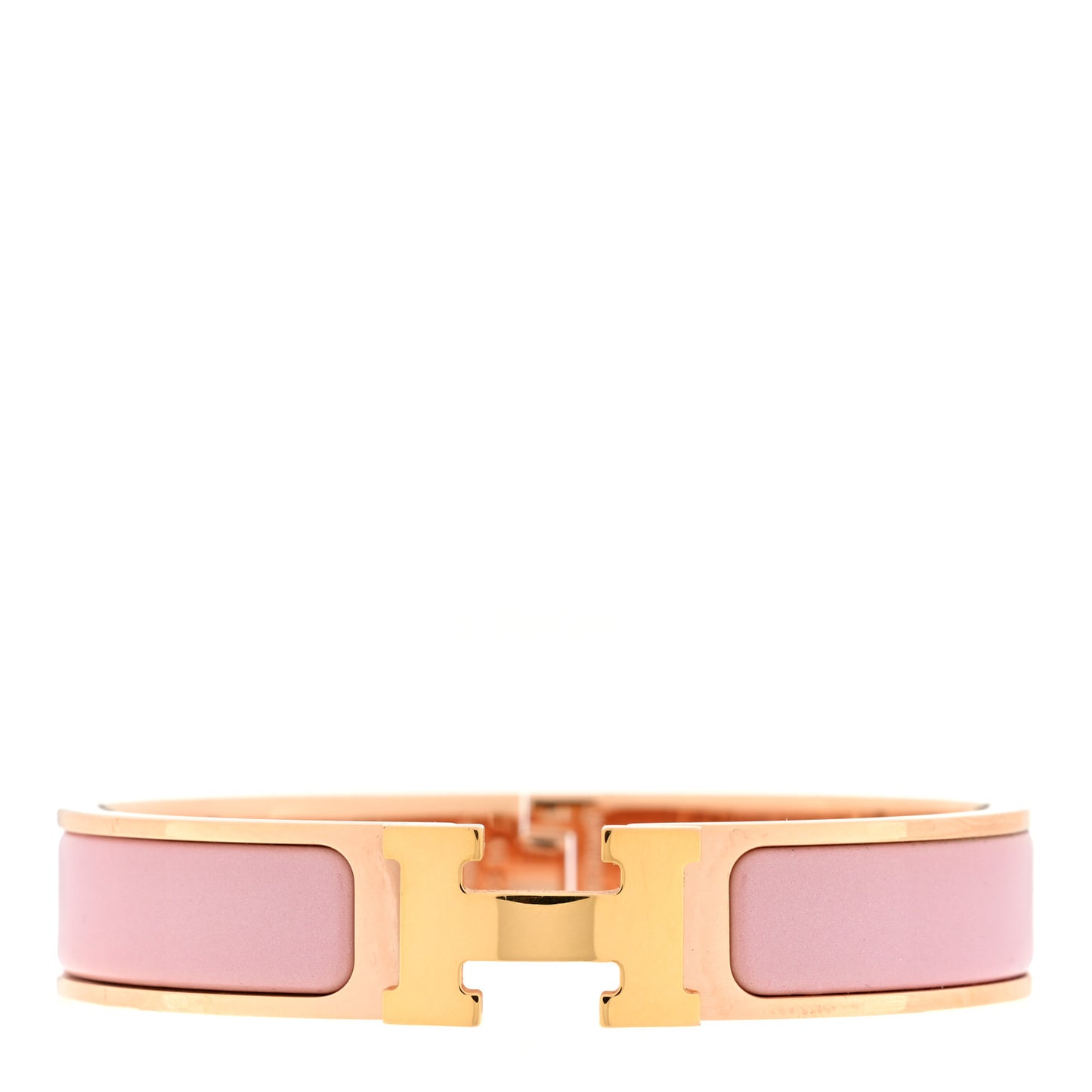 Enamel Narrow Clic Clac H Bracelet PM Rose Nacarat