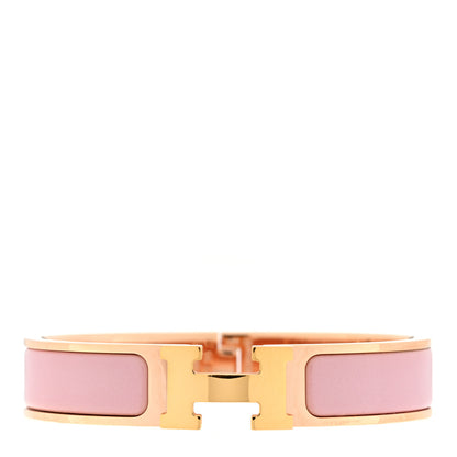 Hermes Enamel Narrow Clic Clac H Bracelet PM Rose Nacarat 1 of 3