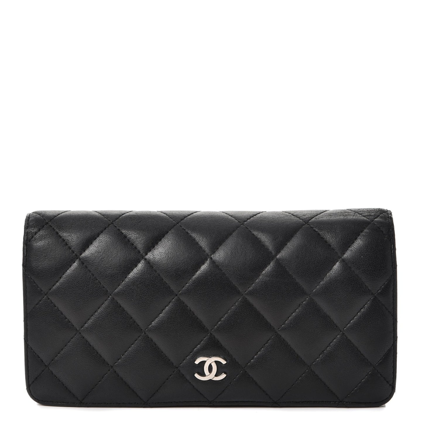 Lambskin Quilted Yen Wallet Black