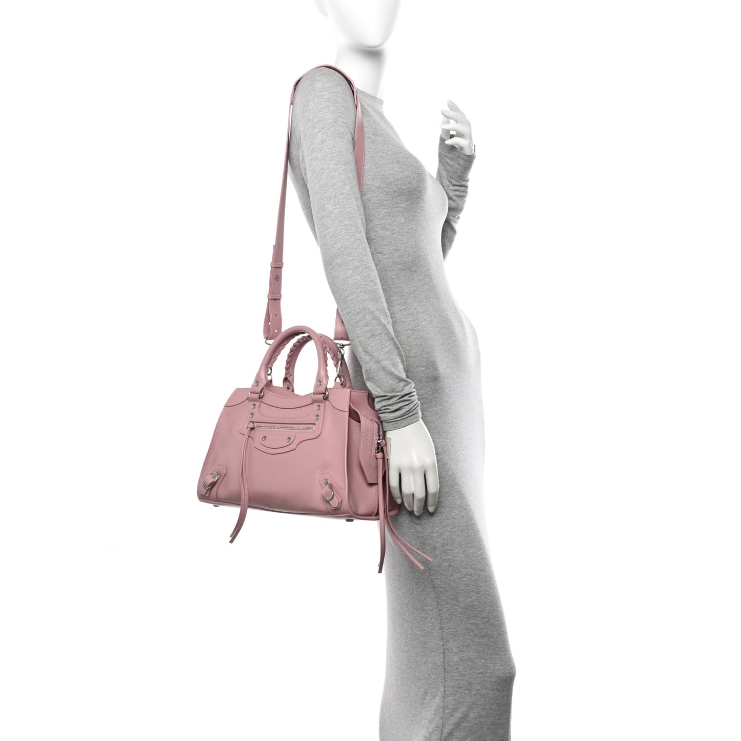 Grained Calfskin Neo Classic Black Hardware S City Powder Pink