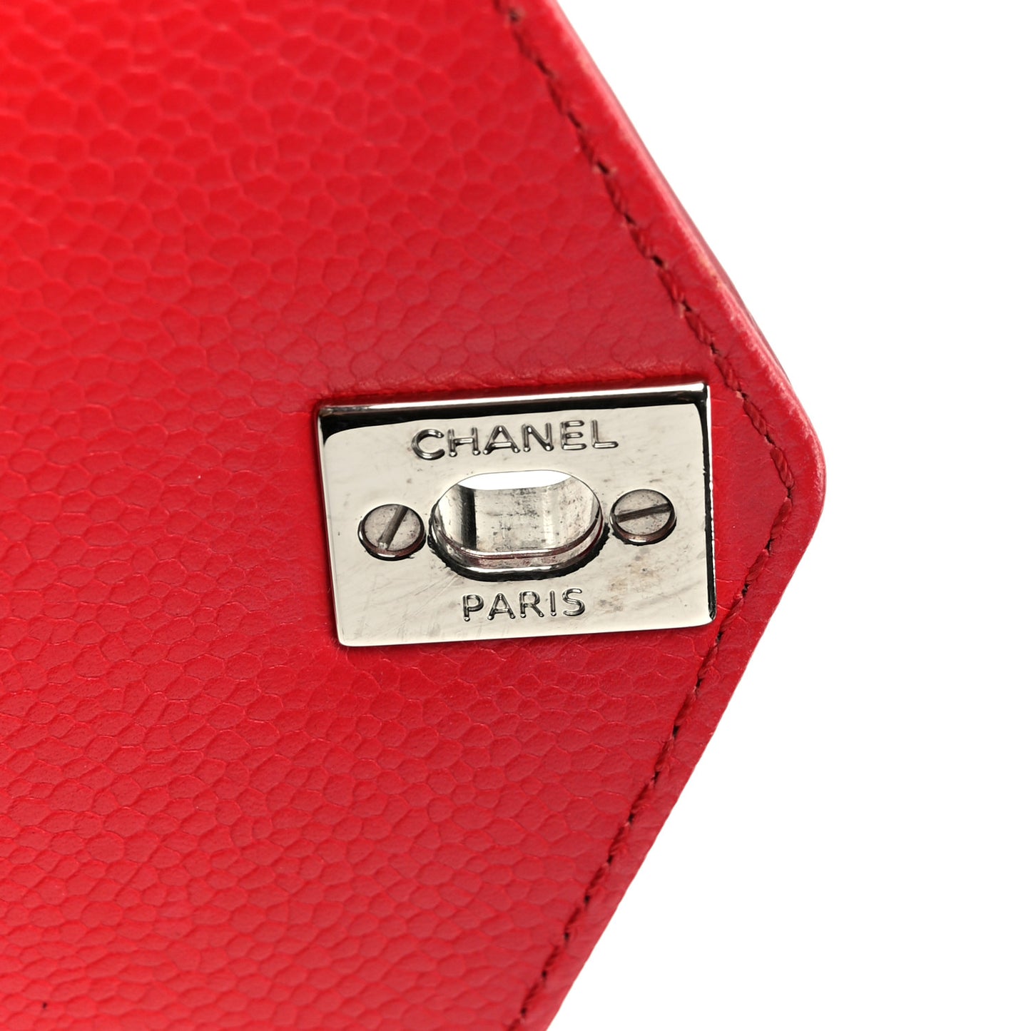 Caviar Chevron Quilted Single Flap Red