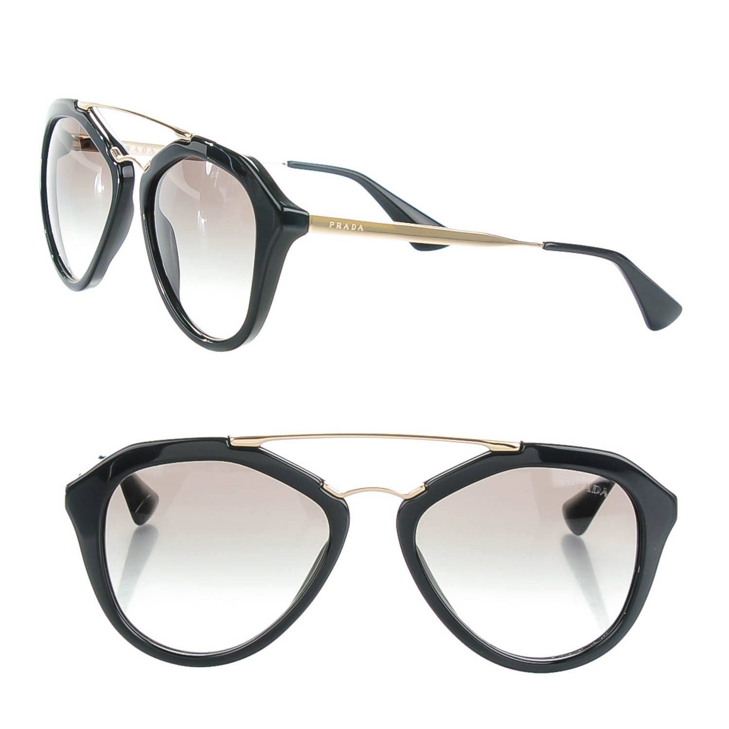 Prada Acetate Metal Cinema Sunglasses SPR 12Q Black 1 of 6