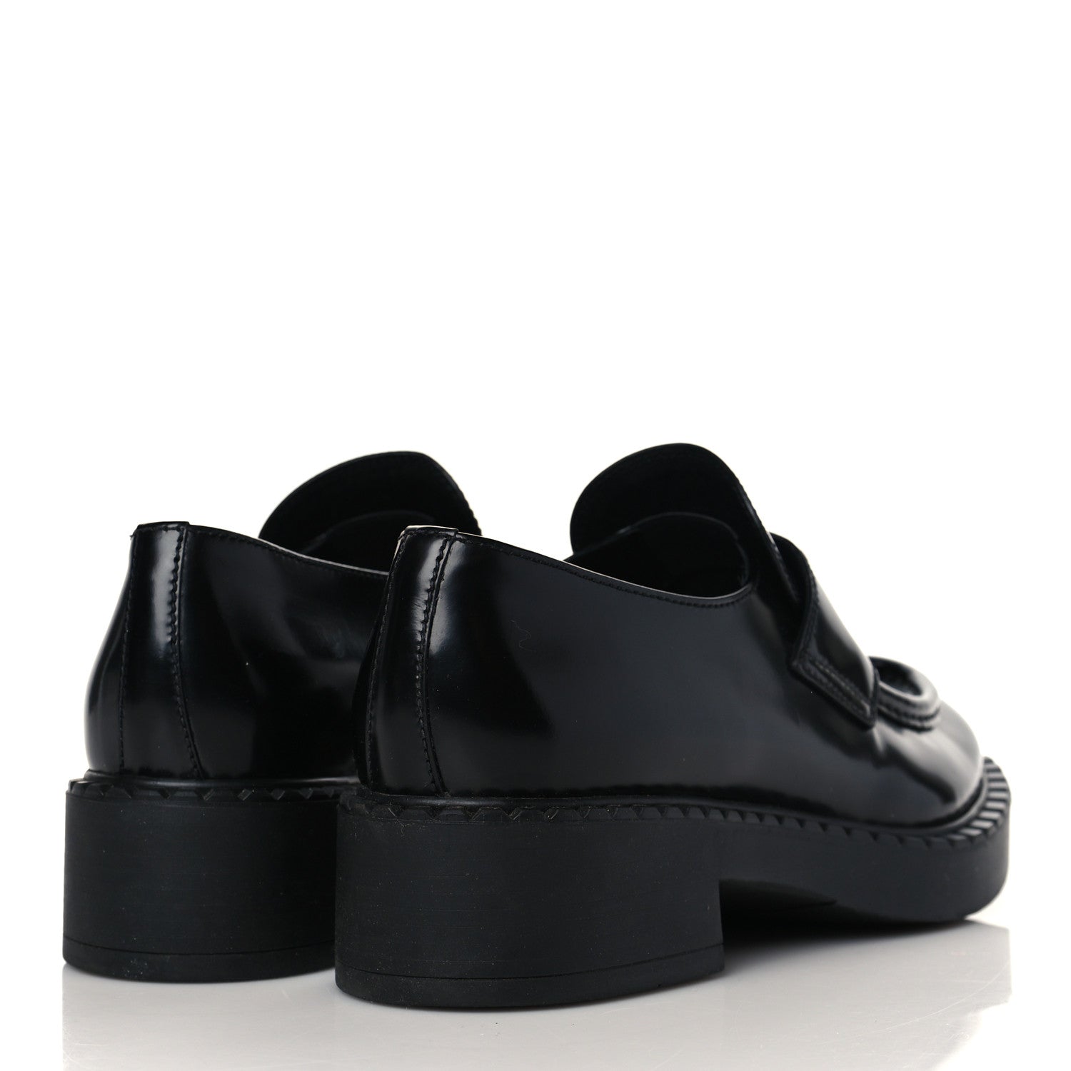 Prada Spazzolato Metal Triangle Logo 50mm Loafers 37 Black 4 of 9