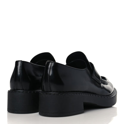Prada Spazzolato Metal Triangle Logo 50mm Loafers 37 Black 4 of 9