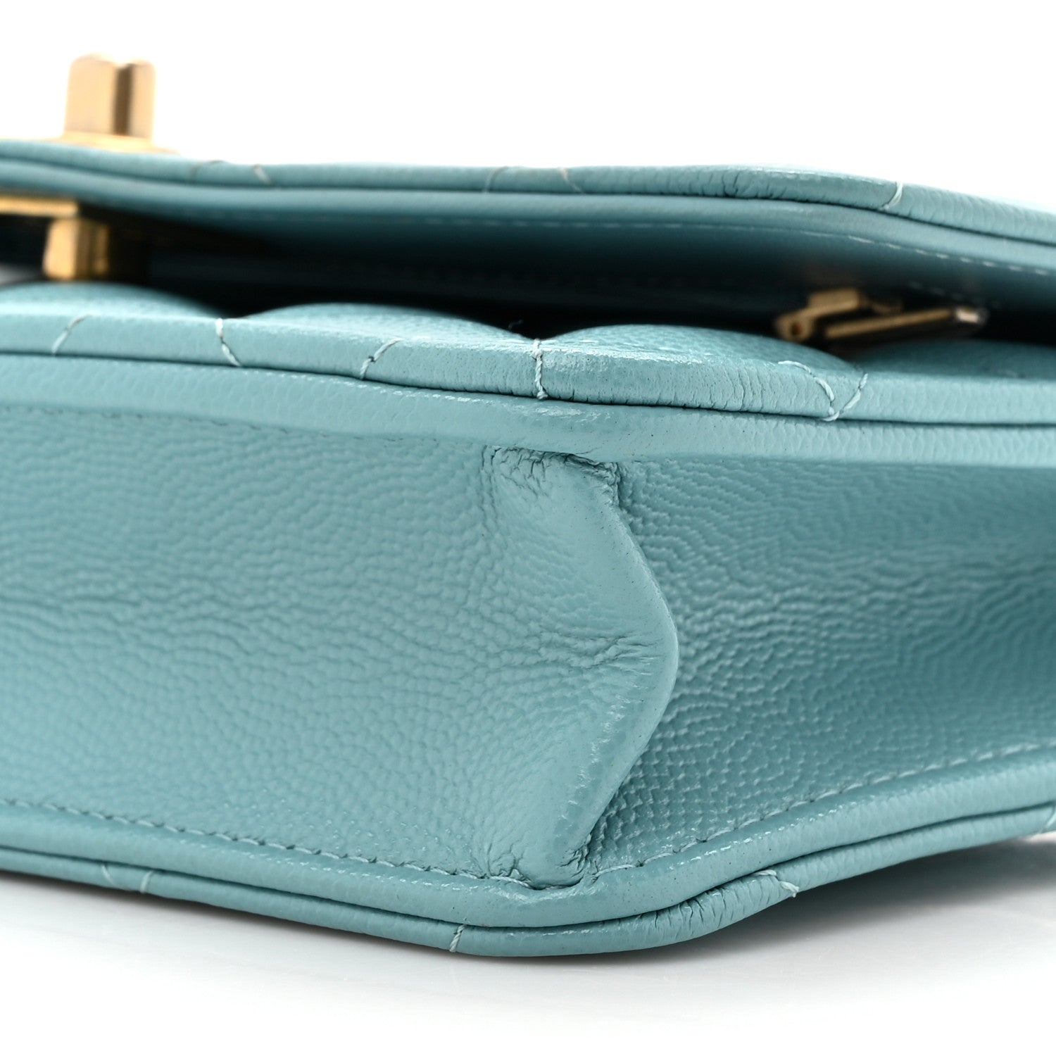 Chanel Caviar Quilted Glitter CC Roller Skate Wallet on Chain WOC Light Blue 10 of 14