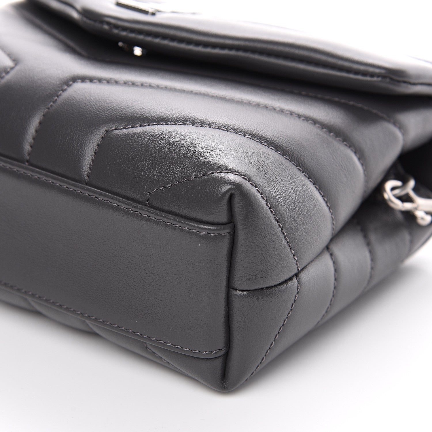 Saint Laurent Calfskin Y Quilted Monogram Toy Loulou Crossbody Bag Storm 9 of 9