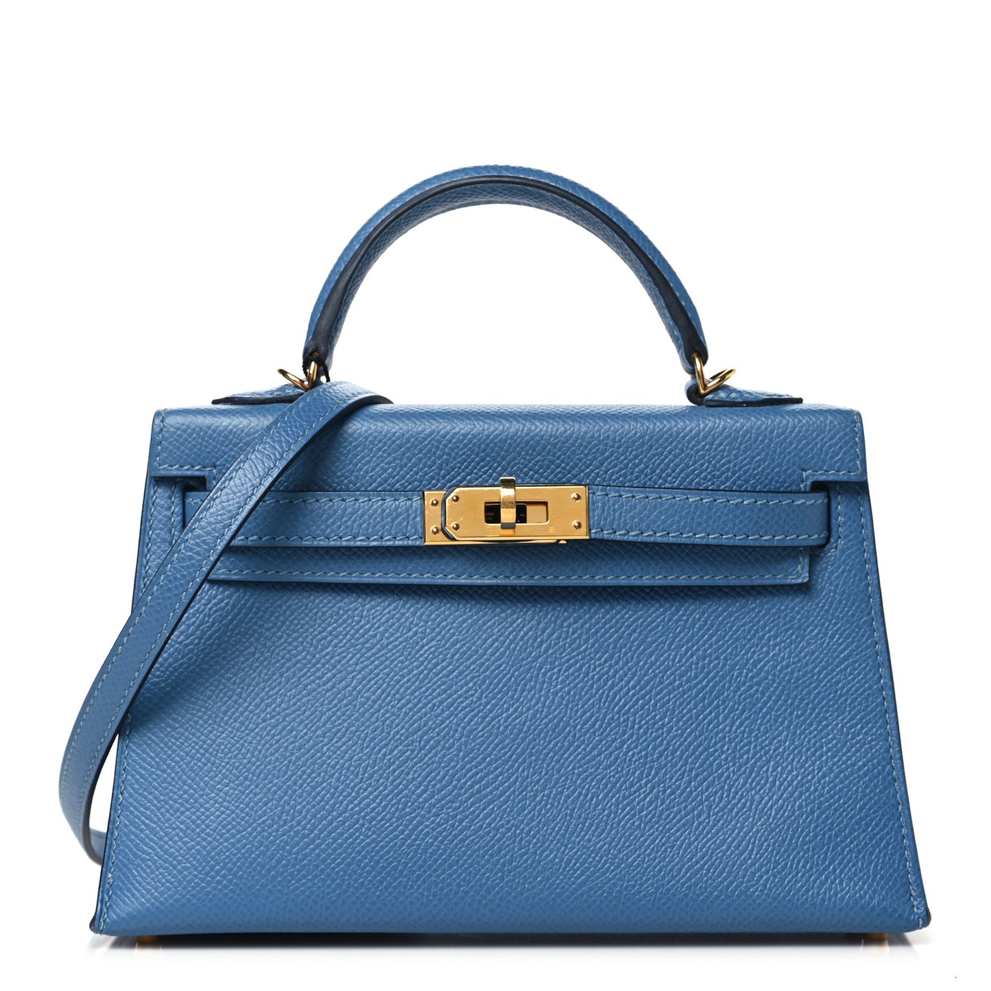 Epsom Mini Kelly Sellier 20 Bleu Azur