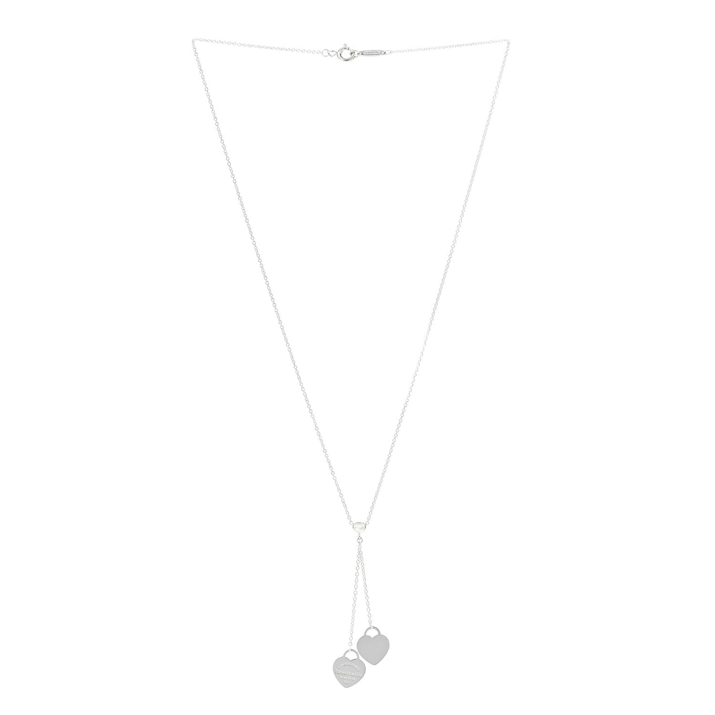 Sterling Silver Return to Tiffany Double Heart Drop Necklace